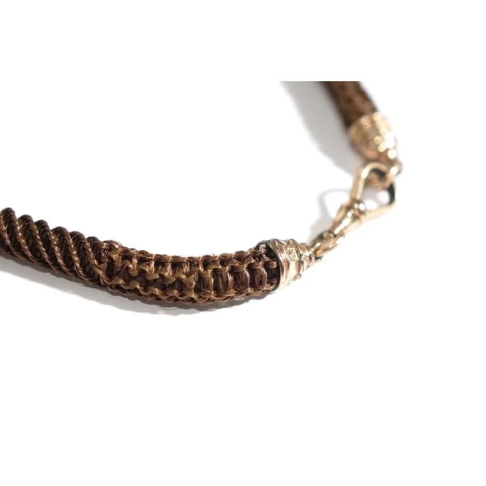 Mourning Hair Watch Fob Chain Antique Victorian Memento Mori Gold Woven Keepsake